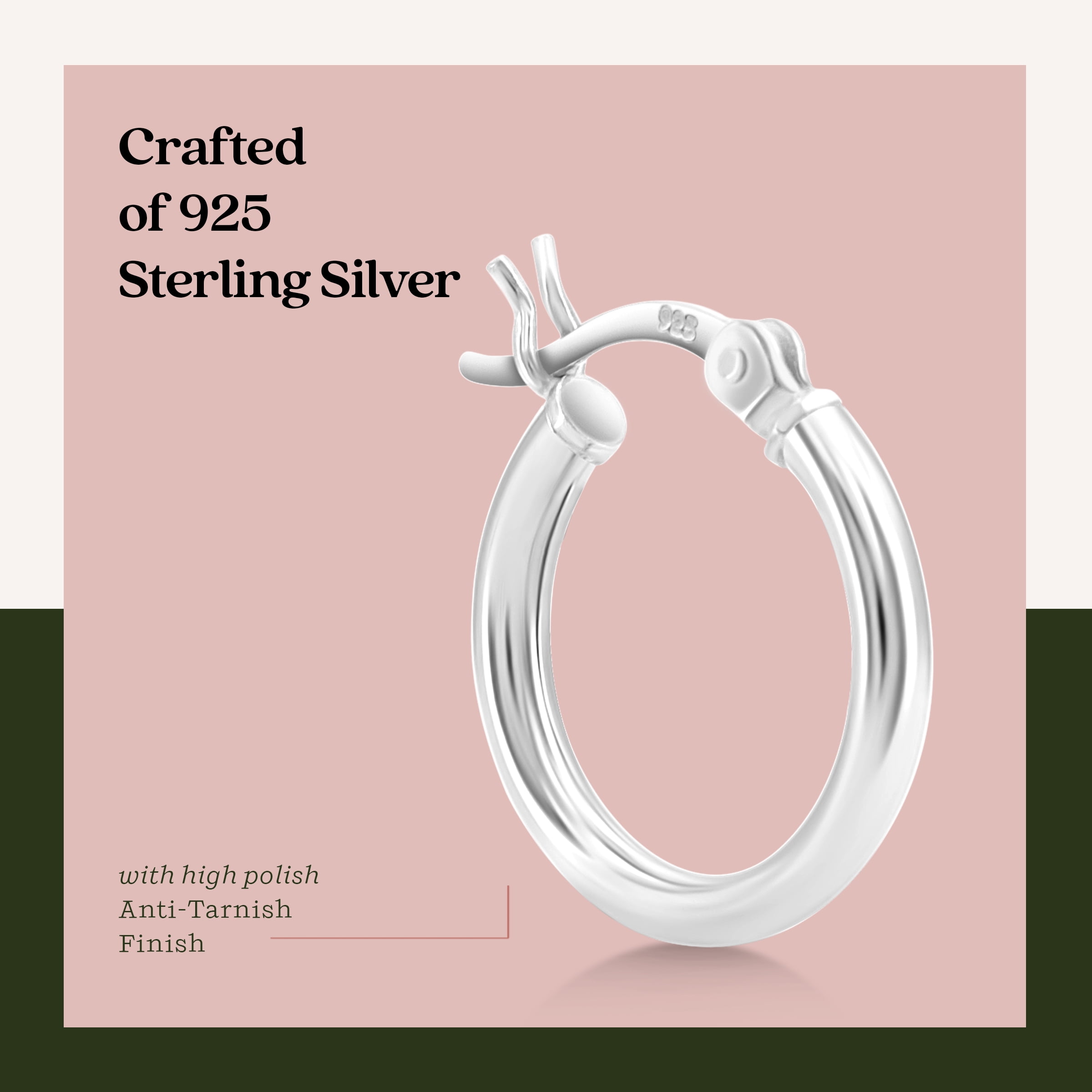 18 x 2mm 925 sterling silver hoop earrings.