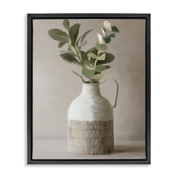 Stupell Industries Eucalyptus In Vase Black Framed Floater Canvas Wall Art, design by House Fenway