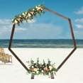 thumbnail image 2 of Rustic Wood Heptagon Wedding Arch Thicken Wooden Backdrop Stand for Events Party, 2 of 12