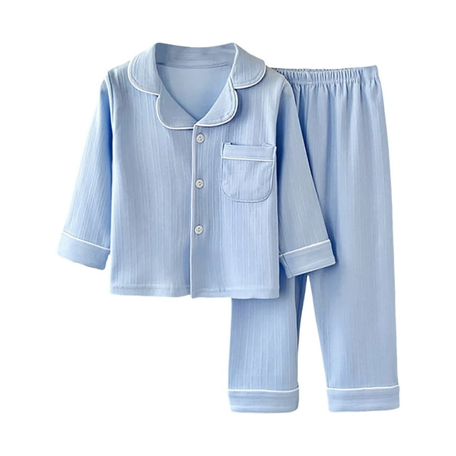 Gubotare Pyjama Mignon pour Filles Ensemble de Pyjama Douillet à Manches Longues pour Filles - Adorable Tenue de Nuit 2 Pcs pour Petites Filles (Bleu Ciel,5-6 Ans)