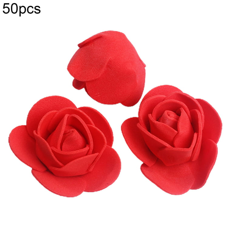 50PCS Fake Flower Heads for Crafts PE Foam Mini Roses Head