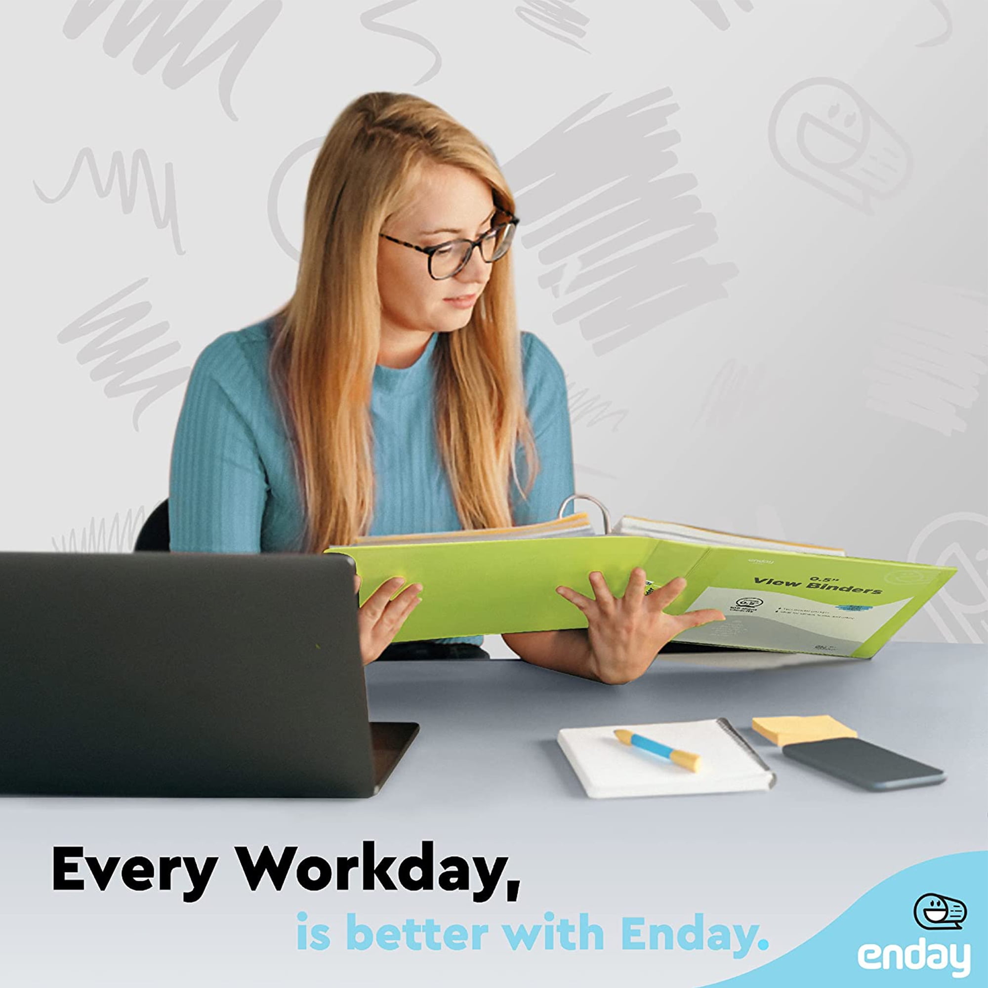 Enday 1/2 Inch Binder 3 Ring Binders with Pockets for Home, Office, School Supplies Organization, Multicolor 6 Pc