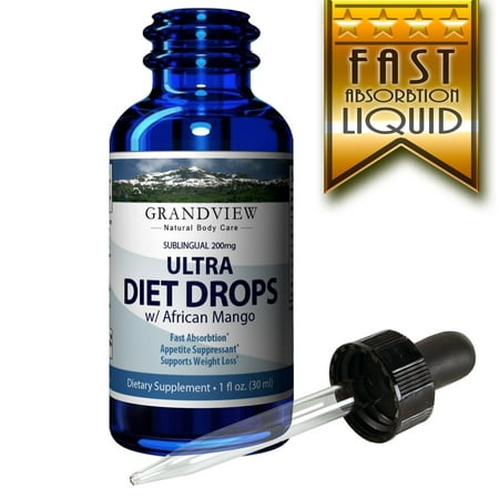 Ultra Diet Drops w/ African Mango - 1 fl. oz. - Suppresses Appetite Weight Loss Increases Leptin Levels Supports Health (Best Diet For High Cortisol Levels)