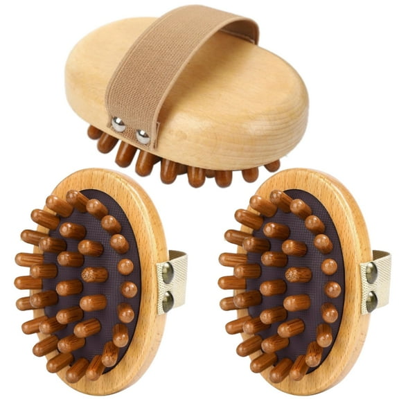 3PCS Wooden Massage Tools, Handheld Beechwood Air Cushion Body Massagers, Ergonomic Design for Deep Tissue, Acupoint & Meridian Stimulation, Portable Comb for Head & Body