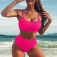 thumbnail image 2 of Conjunto de Bikini Gibobby Sexy con estampado sólido para mujer traje de baño cintura alta estilo Push Up, 2 of 5