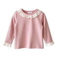 thumbnail image 2 of Chbgutlmr Girls Ribbed Tops Long Sleeve Lace Patchwork Crew Neck T-Shirts Casual Loose Fall Dressy Blouse Tops, 2 of 5