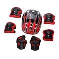 thumbnail image 4 of 7 piezas Casco de patinaje para el rodillo del casco para bicicletas para niños para niños pequeños al aire libre Rojo negro, 4 of 8