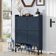 thumbnail image 7 of Vinform Shoe Storage Cabinet with 2 Flip Drawers for Entryway, Farmhouse Wood Shoe Cabinet, Freestanding Narrow Shoe Rack Organizer with Metal Legs for Hallway Living Room (Blue), 7 of 7