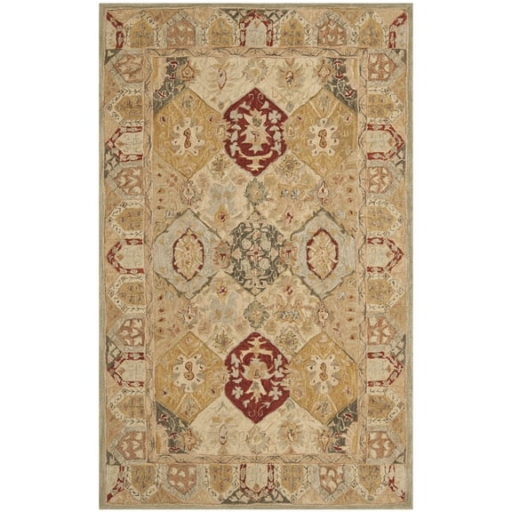 SAFAVIEH Anatolia Taylor Floral Wool Area Rug, Beige/Multi, 5' x 8'
