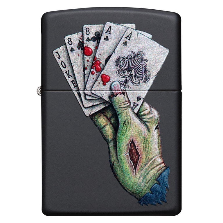 田*夫様  FLASHフードレザーベスト 髑髏ボタン Zippo Dead Mans Hand Design Black Matte Pocket Lighter - Walmart.com