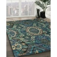 thumbnail image 3 of Ahgly Company Machine Washable Indoor Round Abstract Dark Goldray Black Area Rugs, 3' Round, 3 of 7
