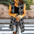 thumbnail image 3 of TGSLY Women's Plaid Long Vest Jacket Lightweight Collared Button Down Open Layering Gilet Dressy Casual Sleeveless Cardigan Coat S, 3 of 7