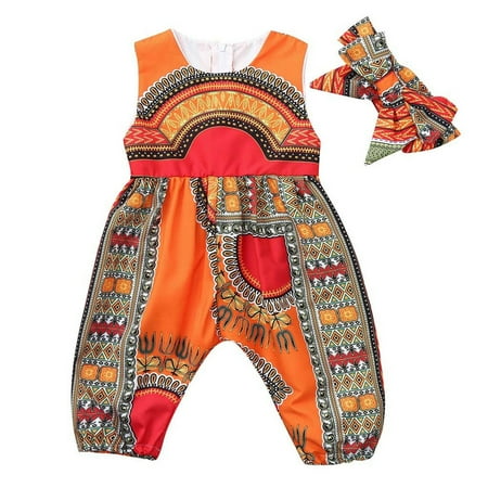 

Toddler Baby Summer Girls Clothes Style Playsuit Traditional Dashiki Kids Jumpsuit Romper Sleeveless Girls Romper Jumpsuit Big Girls Dress