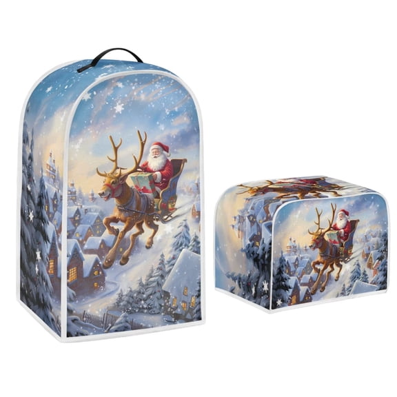 Renewold 2 Slice Toaster Cover & Blender Covers Reindeer Santa Wide Slot Toaster Appliance Dust Cover Scratchproof Christmas Theme Mixer Accessories Food Processor Cover for Home