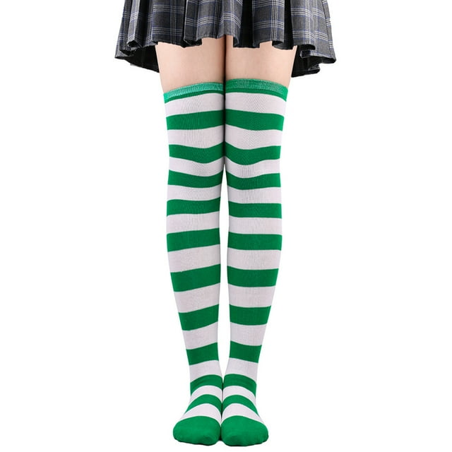 Nvzi 1 par de calcetines por encima de la rodilla, calcetines hasta la rodilla, medias altas hasta el muslo, calcetines hasta la rodilla para mujer, para cosplay de niña, uso diario, verde
