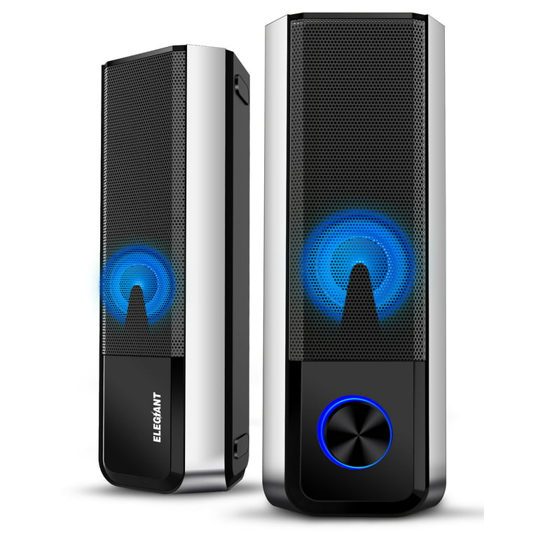 Computer 10W 2 in 1 USB 2.0 & Bluetooth 5.0 PC Speakers with Stereo Sound Colorful LED Light Detachable Gaming Speakers Mini Soundbar 3.5mm for Cellphone Desktop Laptop - Walmart.com