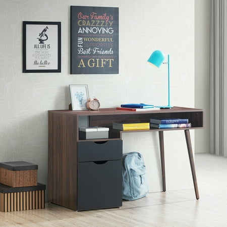 Gymax Computer Desk PC Writing Table Study Workstation Drawer & Cabinet With Wood (Best Cabinet For Pc In India)