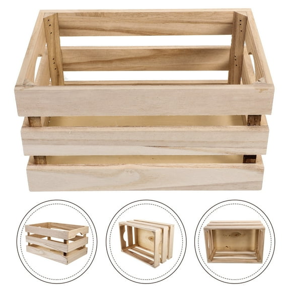 OATIPHO Solid Wood Storage Crate Box for Clothes and Sundries Organizer Khaki