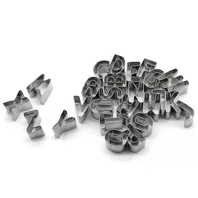 Amdohai 26pcs Stainless Steel Alphabet Letters Biscuit Cutters DIY 3D Cookies Molds
