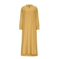 thumbnail image 4 of LVHAOGJOB Robes pour Femmes avec Poches Été Grande Taille Robe Maxi Fluide Col en V Manches Longues Robe d'Été pour Dames Coton Lin, 4 of 6