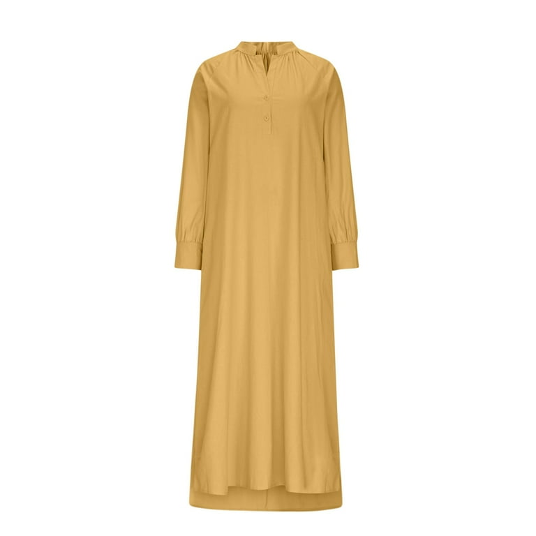 Fewfanhot Formal Wedding Guest Dress Long Sleeve Button Up Shirt Dresses  Casual Loose Fit Spring Midi Dress with Pockets - Walmart.com