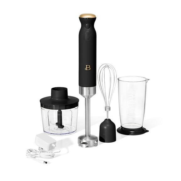 Beautiful Cordless Immersion Blender with Chopper, Whisk & Measuring Cup, Black Sesame by Drew Barrymore