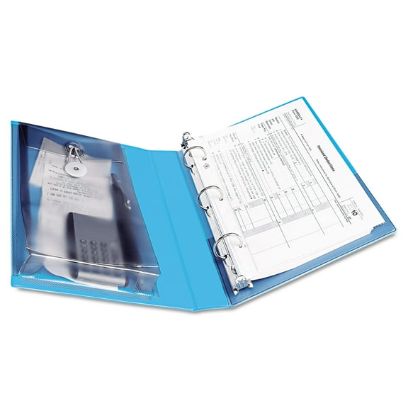 Avery Mini Size Protect and Store View Binder with Round Rings, 3 Rings, 1" Capacity, 8.5 x 5.5, Blue, Each