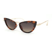 SA106 Retro Metal Bridge Plastic Cat Eye Gothic Luxury Fashion Sunglasses Tortoise - Brown