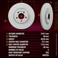 thumbnail image 2 of Metrix Premium Chassis Parts - 12.59 inch (319.7mm) 2 PC Front Coated Vented Disc Brake Rotor Fits 2007-2014 Ford Edge, 2007-2015 Lincoln MKX, Replacement 680544FZN, Made in Europe, 2 of 9