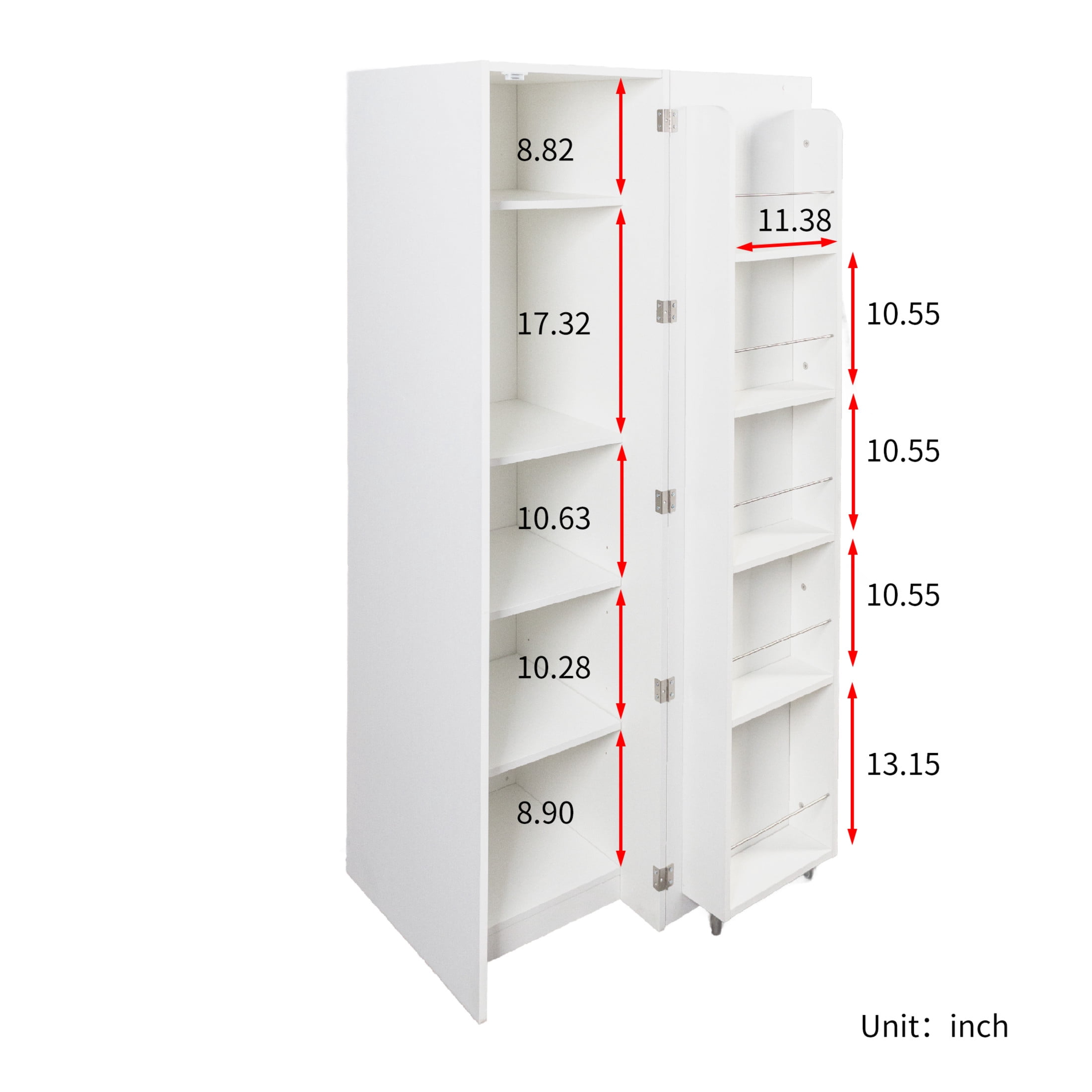 Noble House Endy Freestanding Kitchen Pantry Cabinet with Shelves & Side Racks, Buffet Cupboard Sideboard, White