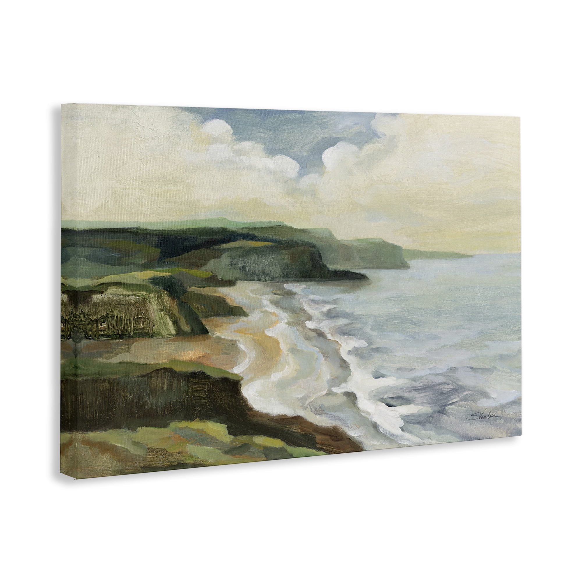Stupell Industries Irish Coast Cliffs Landscape Painting Gallery Wrapped Canvas Art Print Wall Art, 36 x 24