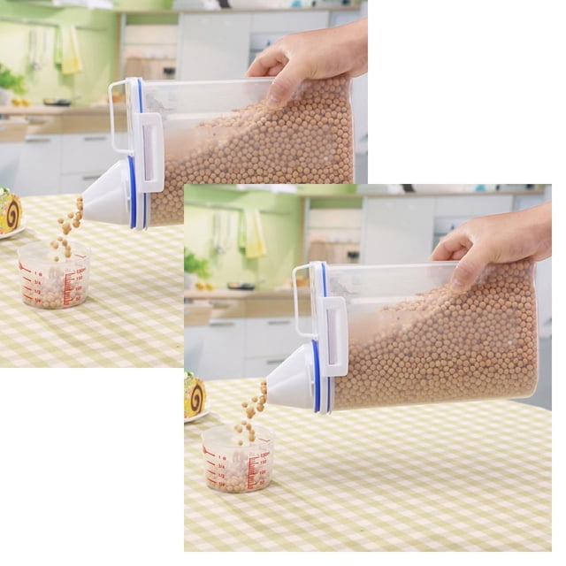 Oleegame 2PC Produce Storage Rice Container Box Storage 2L Cereal Food Dispenser Grain Nice Plastic Kitchen Kitchen,Dining & Bar Clear