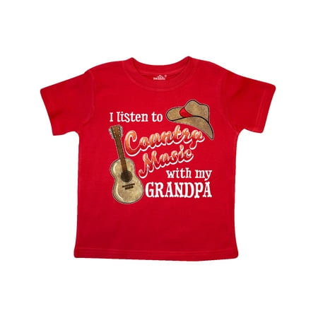 

Inktastic I Listen to Country Music with my Grandpa Guitar and Hat Gift Toddler Boy or Toddler Girl T-Shirt