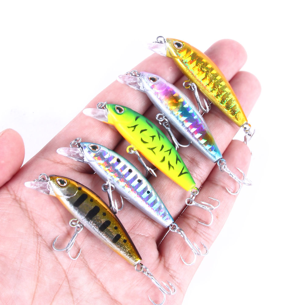 HENGJIA Fishing Lures Hard Bait Minnow VIB Lure with Treble Hook Life-Like Swimbait Fishing Bait Popper Crankbait Sinking Lure for Trout Bass Walleye Redfish, 6PCS
