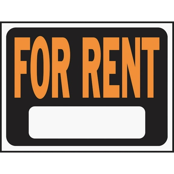 Hy-Ko 9x12 inch Plastic For Rent Sign, Black and Orange, Pack of 10, Weather-Resistant