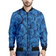 thumbnail image 3 of Chaqueta bomber con estampado 3D de flores rosas para hombre, sudadera con gráfico floral para primavera y otoño, tops para mujer, abrigo de manga larga con cremallera para calle, 3 of 5