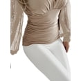 thumbnail image 4 of Gvmfive Womens Sheer Sleeve Blouse V Neck Long Sleeve Shirt Tops, 4 of 4