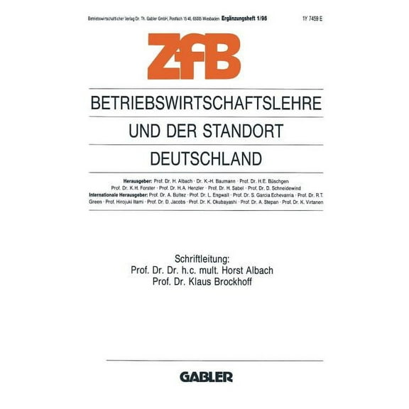 Zeitschrift Für Betriebswirtschaft Betriebswirtschaftslehre Und Der Standort Deutschland, Book 3, (Paperback)