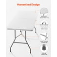 thumbnail image 6 of VEVOR Folding Table, 6 Ft Heavy Duty Portable Fold-in-Half Utility Table, Indoor Outdoor Plastic Rectangle Table with Built in Handle, for Party, Dining, Wedding, Events,Picnic,Camping,White, 6 of 9