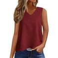 thumbnail image 2 of Jjayotai Womens Tank Tops, V Neck Silk Satin Blouses, Sleeveless Camisole Tank Top, Summer Tops, Shirts for Women Wine^ S, 2 of 9