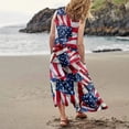 thumbnail image 5 of Women's Breathable Summer Dress Sleeveless Cotton Linen Sundress with Patriotic Print, Casual Pocket Design for Outdoor Wear,Red 2XL, 5 of 5