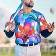 thumbnail image 4 of Fotbe Bright Flowers Baseball Jersey Shirt for Men and Women, Casual Short Sleeves Button Down T-Shirt-Medium, 4 of 9