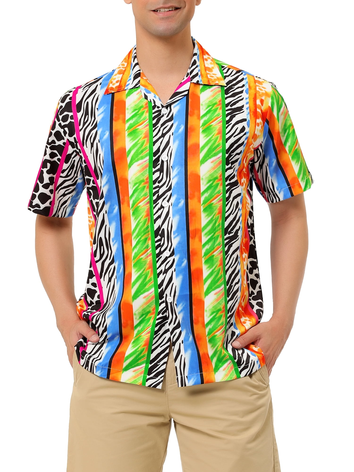 Mens Shirts Summer Leisure Beach 3D Printed Short Sleeves 100% Cotton Standard Mens wear 