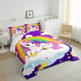 thumbnail image 3 of Feelyou Dreamy Unicorn Child Queen Comforter Set, Purple Galaxy Sky Rainbow Bedding Sets, Kawaii Magic Animal Reversible Bedding Comforter Set, Super Cozy Room Decor, 3 Pieces, 3 of 8