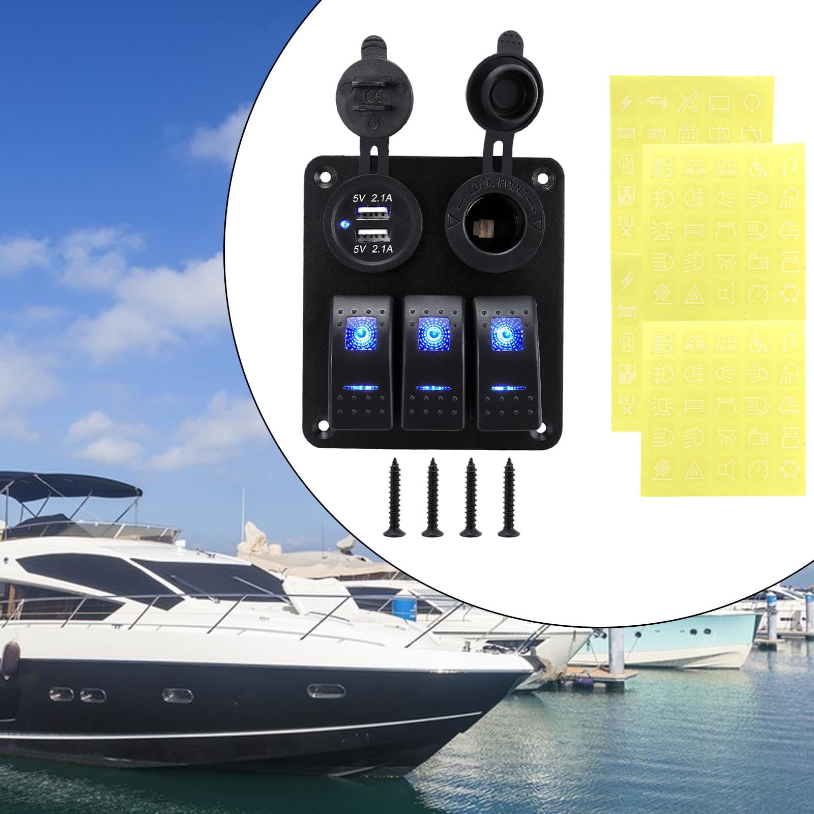 lacooooppia Generic 3 Gang Rocker Switch Panel Pre Wired 12V 24V for Boat RV