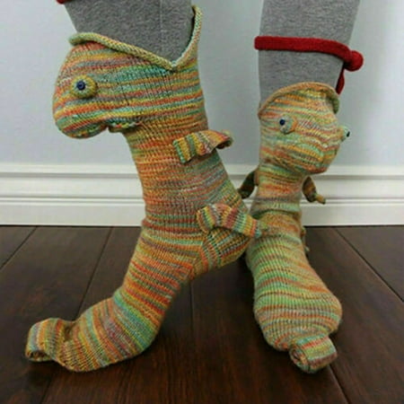 

Paddsun Christmas Knit Crocodile Socks Knit Animals Socks Funky Knitting 3D Pattern Gift