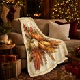 thumbnail image 3 of Pumpkins with Maple Leaves and Berries, Rustic Still Life Style for Fall Lovers, Cozy Parchment Harvest Scene, Flannel Blanket for Living Room and Cabin, Thanksgiving Gift and Harvest Home Decor, 3 of 7