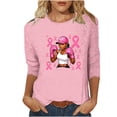 thumbnail image 2 of JOANKDMI Graphic T-Shirts for Women Breast Cancer Awareness Tops Pink Ribbon Print Tees Crewneck 3/4 Sleeve Casual Shirts Inspirational Everyday Wear Activewear Blouse, 2 of 5
