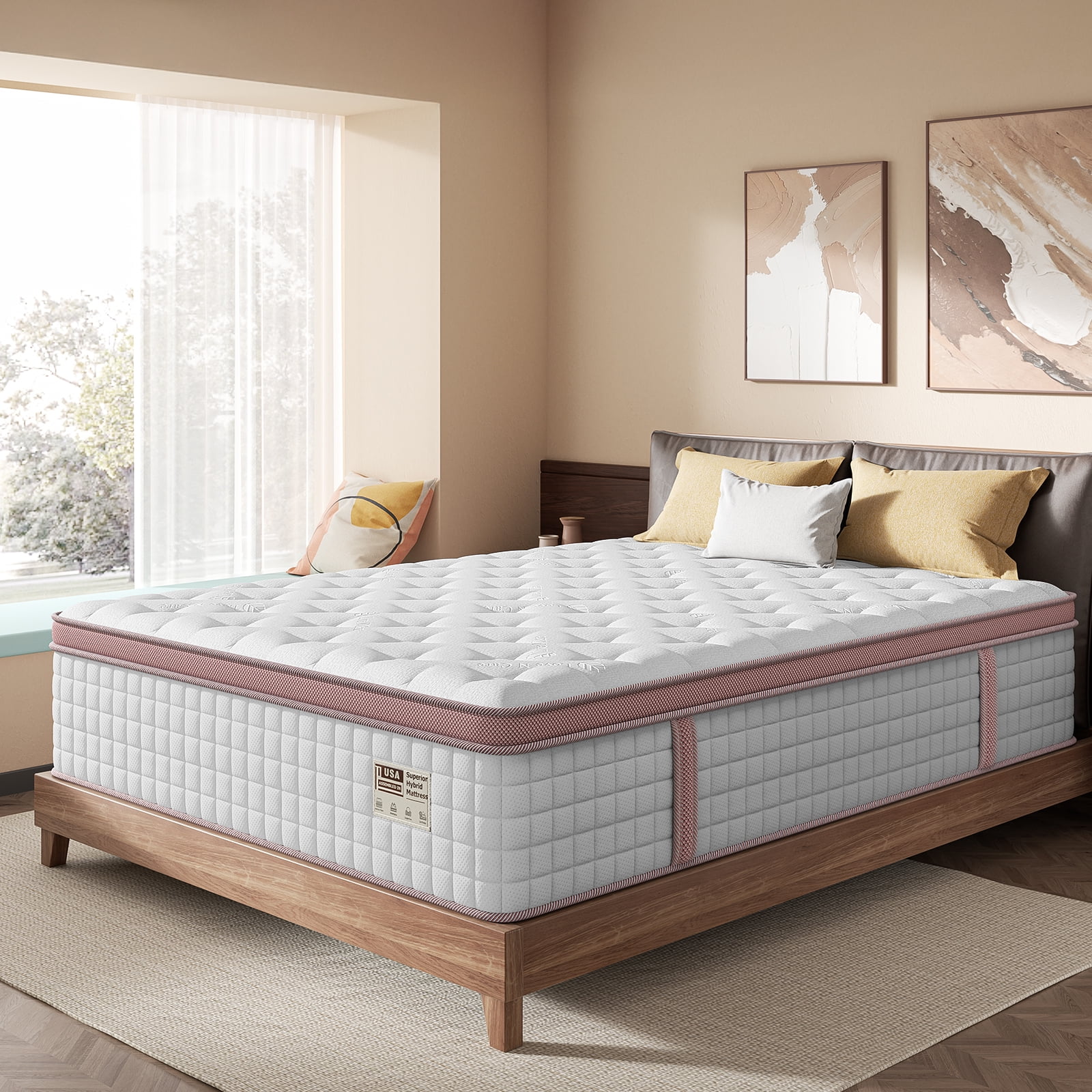 BedStory Flexora 14 inch Queen Hybrid Mattress in a Box, Gel Memory Foam with Individually Wrapped Pocket Coils, Firm