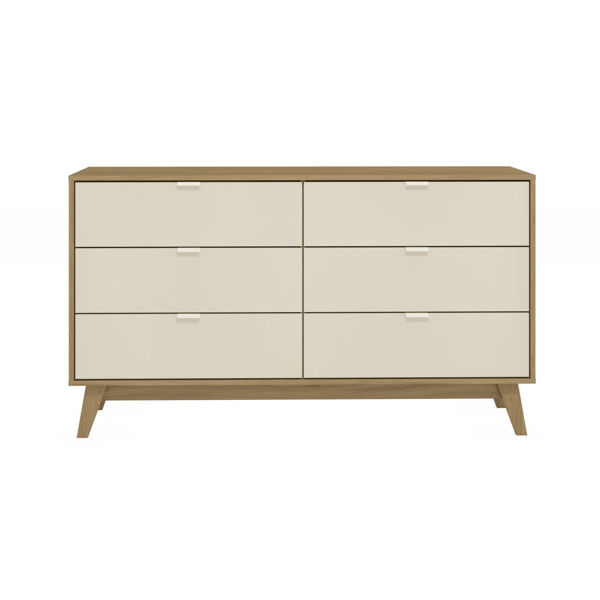 Kappesberg Hanford Mid-Century Light Brown & Creme 56.8"W Dresser and Nightstand Set - for Adults and Teens